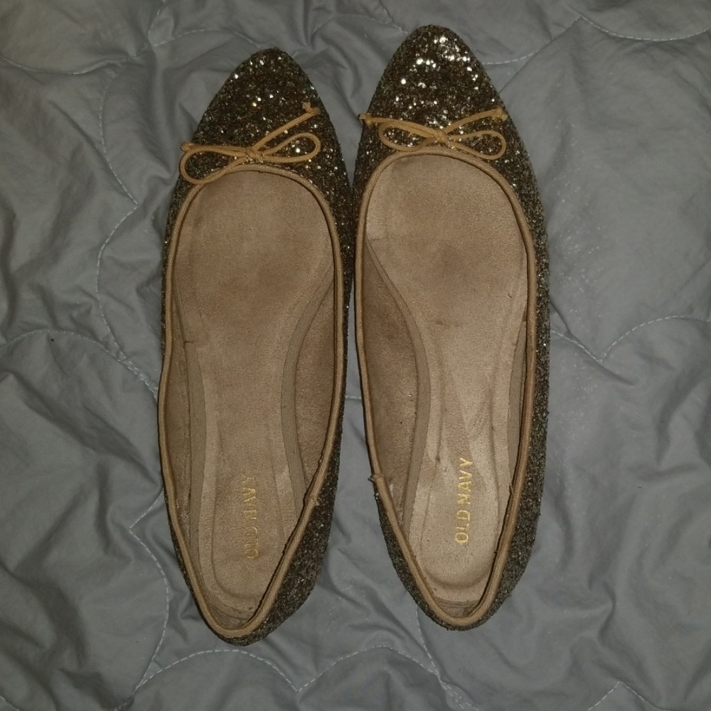 Gold sparkly flats